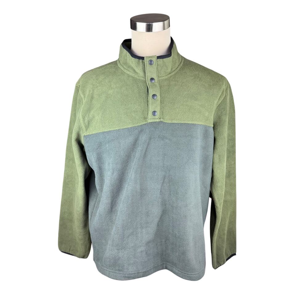 Hawke & Co Performance Men's XL Fleece Pullover, Green Gray Colorblock NWT